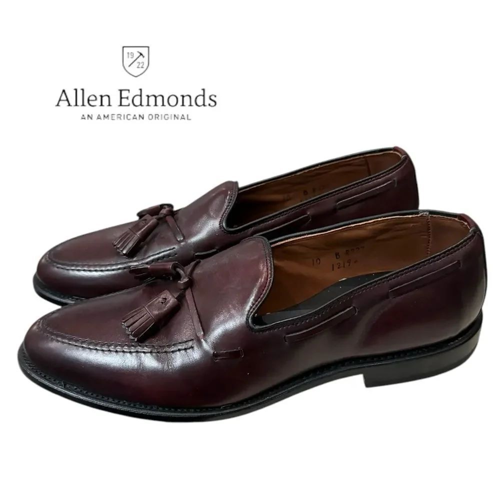 New Allen Edmonds Grayson Merlot Leather Slip-on Tassel Dress Shoes Loafers 10